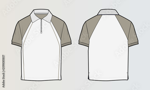 Polo Tshirt Flat Drawing variations cut & sew and full sleeve