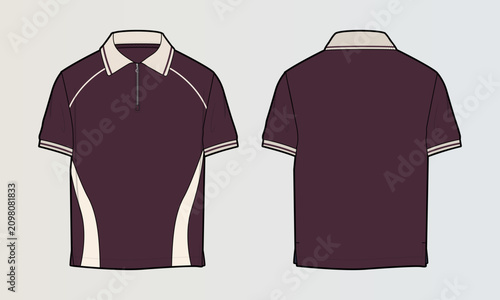 Polo Tshirt Flat Drawing variations cut & sew and full sleeve