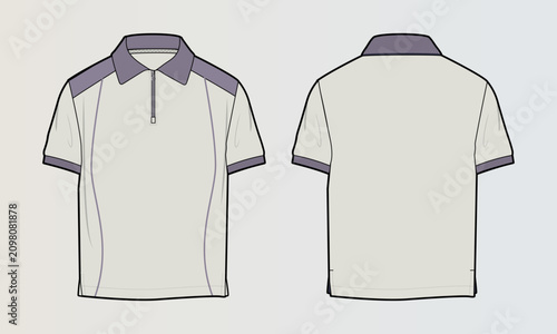 Polo Tshirt Flat Drawing variations cut & sew and full sleeve