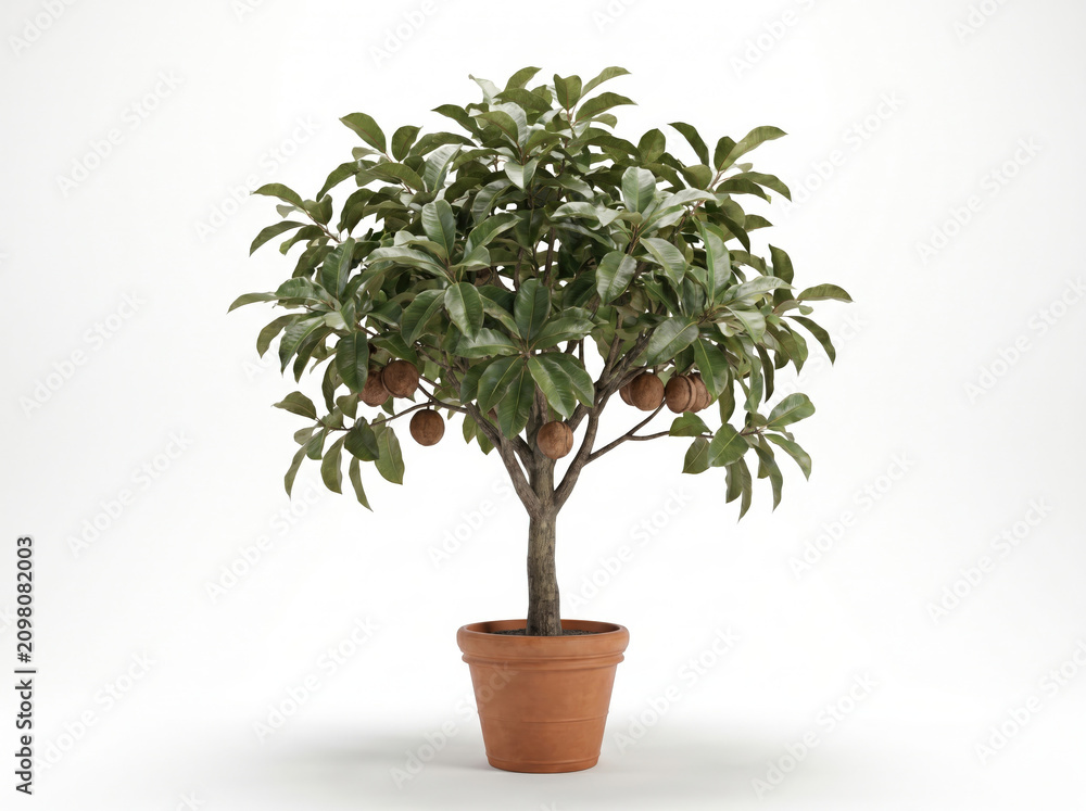 Fototapeta premium Small green houseplant in terracotta pot with soil