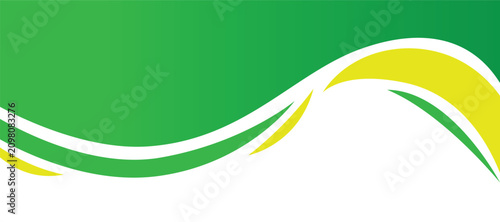 Modern green banner with dynamic wave shapes.
