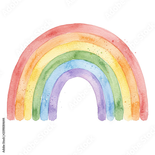 Pastel watercolor rainbow illustration for children on transparent background with hues isolated transparent hand painted watercolor