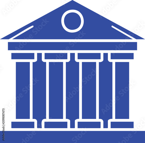 Billede på lærred Blue of a classical building with columns and pediment architecture