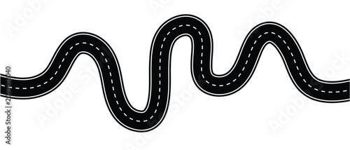 Wavy winding curves roads and horizontal path. Horizontal asphalt road template.Flat vector illustration,