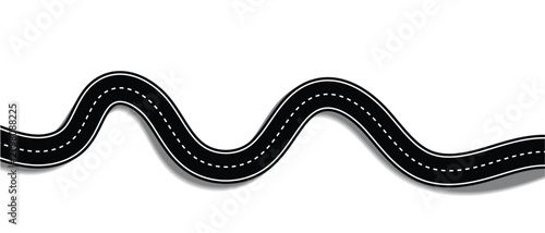 Wavy winding curves roads and horizontal path. Horizontal asphalt road template.Flat vector illustration,