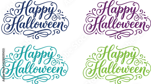 Happy halloween day typography festive calligraphy designs for spooky season celebrations