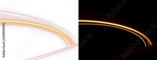 Canvas Print Abstract golden light trails background with glowing neon waves