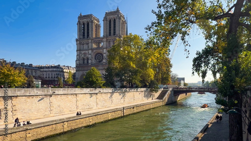 Medieval Gothic architecture of the famous symbol of France Notre Dame Cathedral, or Notre-Dame de Paris, Paris, France, October 14, 2025. 