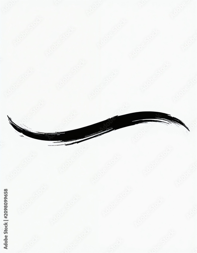 Fototapeta premium Black brush stroke line on white isolated background. Abstract art element for design projects. Use for graphic overlay or texture. Modern minimalist art.