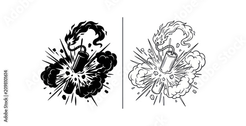Fotografie Dynamite Explosion Comic Style Vector Illustration