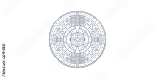 Futuristic Circuit Board Circle Vector