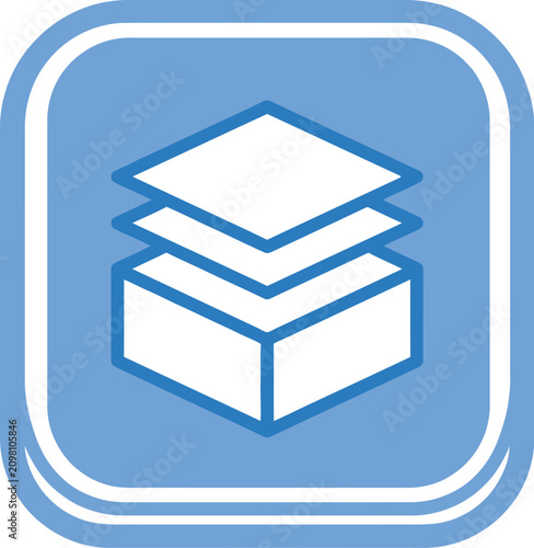 Layers icon showing stacked square plates to illustrate data management and digital.
