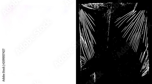 Obraz na płótnie Crumpled plastic wrap texture on black background, wrinkled transparent cellopha