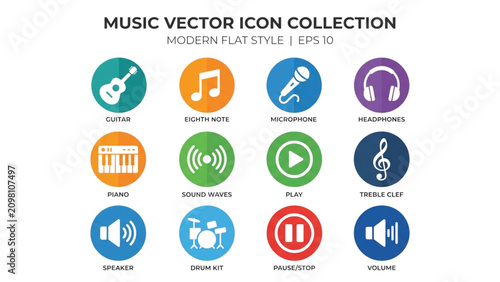 Set of colorful circular icons representing different sports and activities Vector