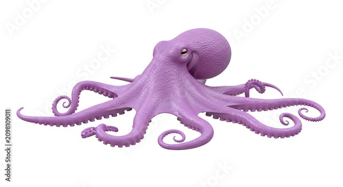 Graceful purple octopus with flowing tentacles