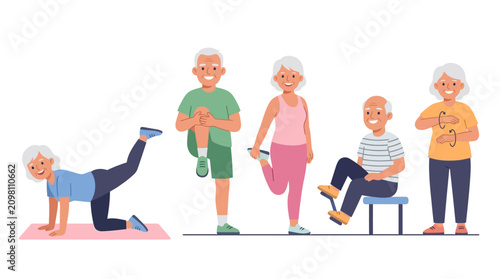 Joyful elderly group engaging in fun and fitness activities showcasing active aging and social bonding among older adults