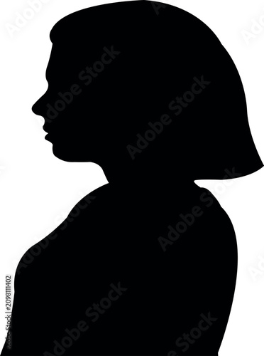 a young woman head silhouette vector