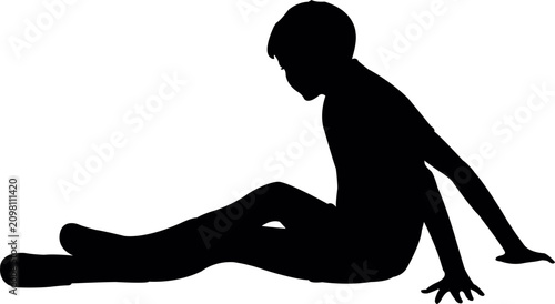 a boy sitting body silhouette vector