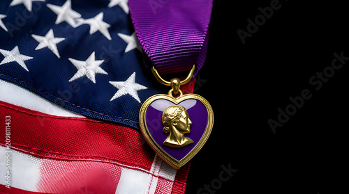Patriotic heart-shaped pendant with American flag. Gold jewelry charm featuring USA stars and stripes for national pride.