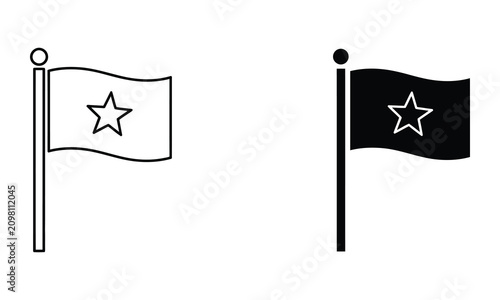 Fotografie Professional Minimal Vector Icon Flag on a pole with star symbol icon Editable S