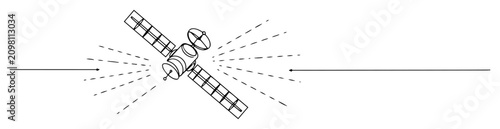 Foto space satellite emitting signals in all directions elegant continuous line art c