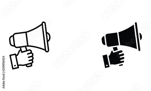 Bild auf Leinwand Professional Minimal Vector Icon Hand holding megaphone vector icon for public a