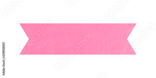 Pink paper banner ribbon with a wrinkled texture for labels and text placeholders