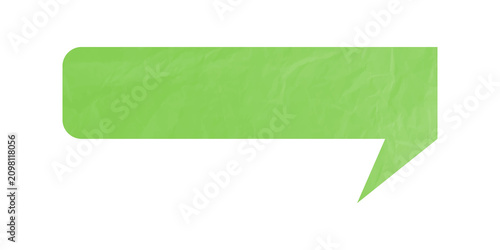 Green speech bubble with a wrinkled paper texture for notes and messages