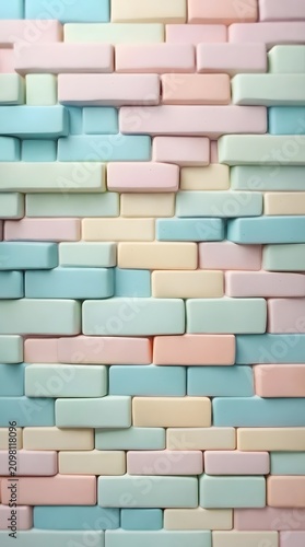 Pastel Brick Wall Background With Soft Colorful Tiles Abstract Pattern for Modern Interior Design, Wallpaper and Creative Branding