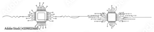Foto AI and chip data connection minimalist vector of binary circuits in outline styl