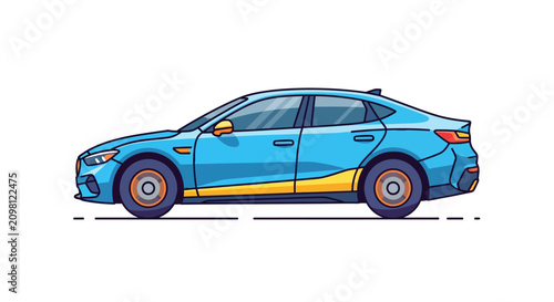 Blue Sedan Car Side View Profile.