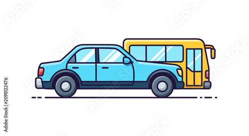 Blue sedan car with trailer attached.