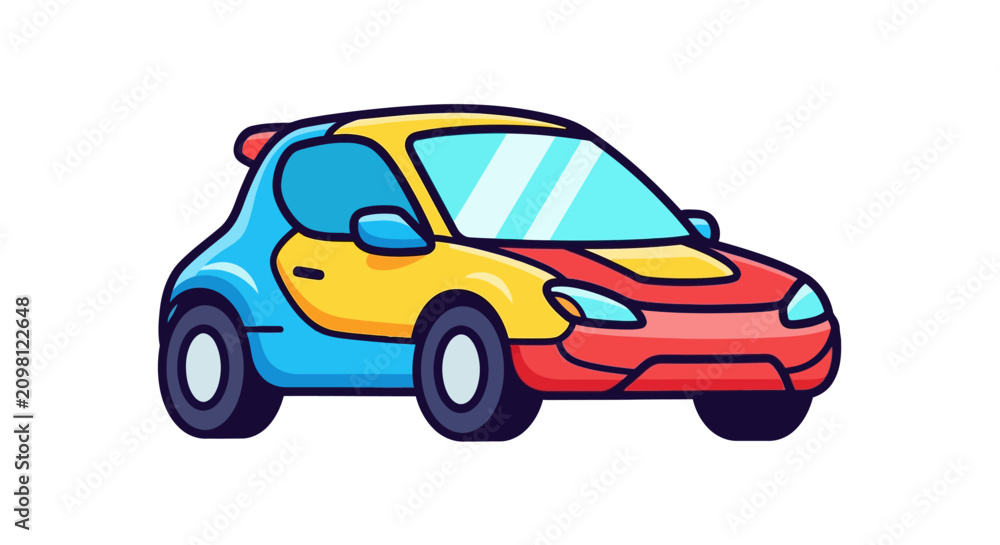 Obraz premium Colorful cartoon car side view.