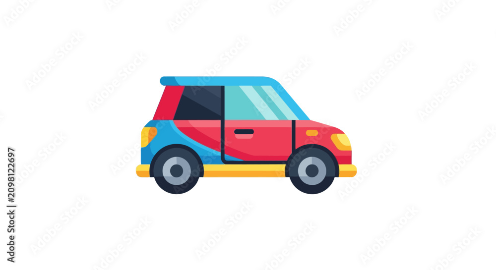 Obraz premium Colorful cartoon car side view.