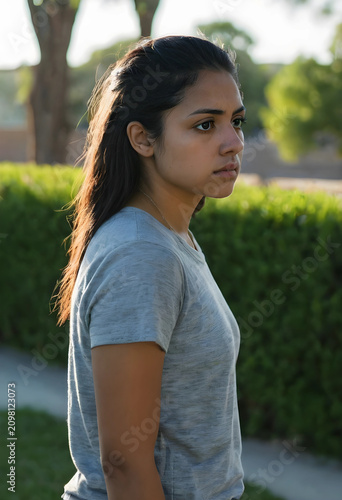 Young hispanic woman in a g...
