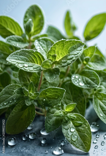 Fresh oregano leaves with w...