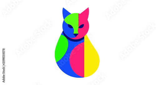 Colorful Feline Illustration in Segments.
