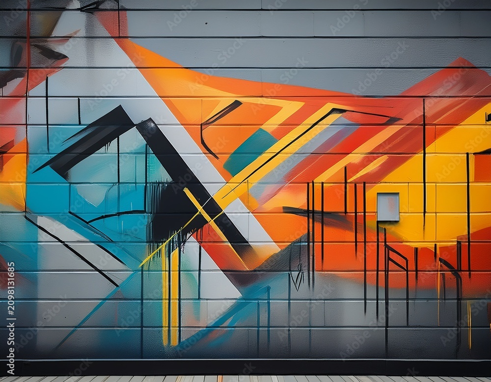 Naklejka premium minimalist graffiti wall clean lines