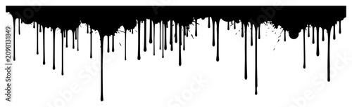 Foto Black Dripping Paint Border Silhouette Melting Ink Liquid Drips and Spills Vecto
