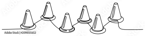 Canvastavla Sports Training Cones One Line Drawing, Agility Pylons for Football Soccer Pract