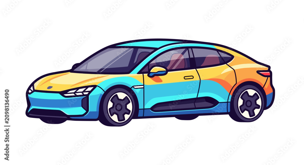 Fototapeta premium Colorful illustration of a car.