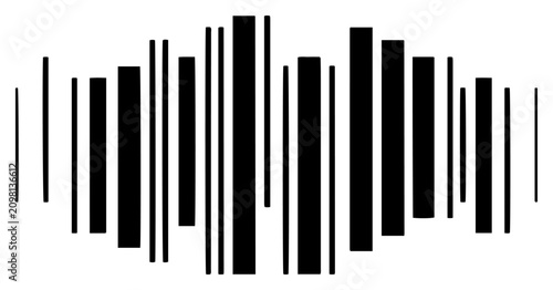 Bild auf Leinwand Abstract vertical stripe pattern of varying thickness representing soundwave or