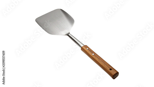 Tableau sur toile Metallic stainless steel cooking turner spatula utensil isolated on a transparen