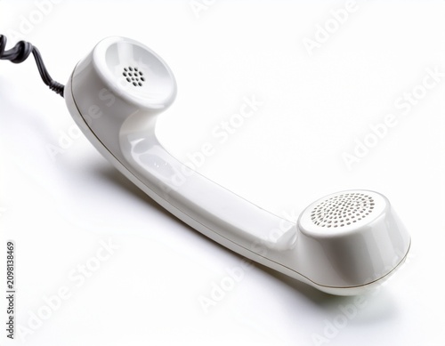 white old phone receiver isolated on white white background