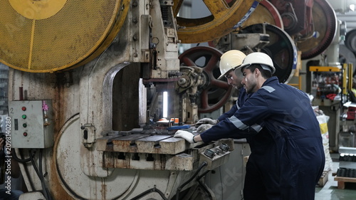 engineer team full skill quality for maintenance and training in industry factory worker , warehouse Workshop for factory operators, mechanical engineering team production.