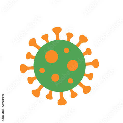 Flat virus icon isolated on white background. Colorful microorganism symbol for healthcare, microbiology, infection, medical education, laboratory and disease related designs