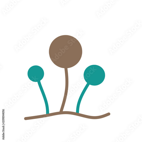 Flat fungus icon isolated on white background. Simple mold microorganism illustration for biology, microbiology, healthcare and laboratory applications