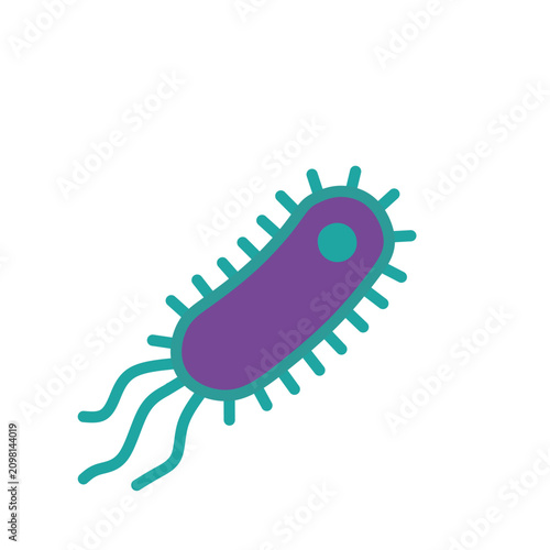 Flat bacteria icon isolated on white background. Simple microorganism illustration for microbiology, healthcare, laboratory, medical research and educational materials