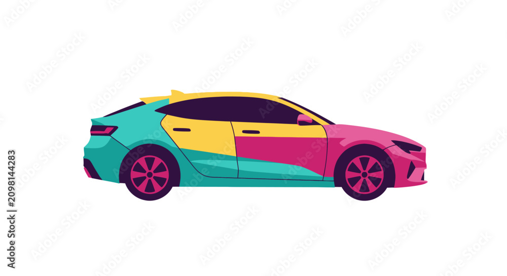 Fototapeta premium Colorful Modern Sports Car Side View.