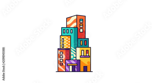 Colorful stacked building architecture design.